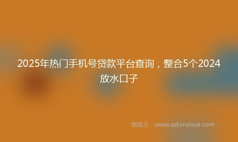 2025年热门手机号贷款平台查询，整合5个2024放水口子