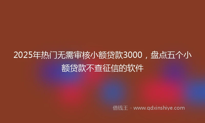 2025年热门无需审核小额贷款3000，盘点五个小额贷款不查征信的软件