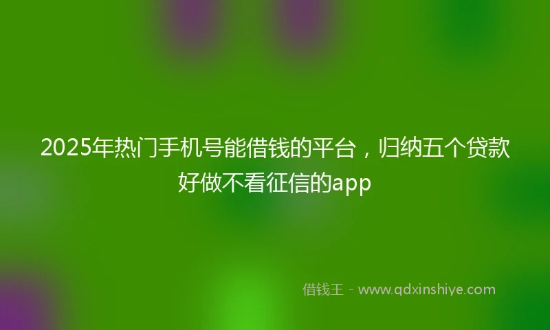 2025年热门手机号能借钱的平台，归纳五个贷款好做不看征信的app