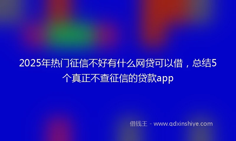 2025年热门征信不好有什么网贷可以借，总结5个真正不查征信的贷款app