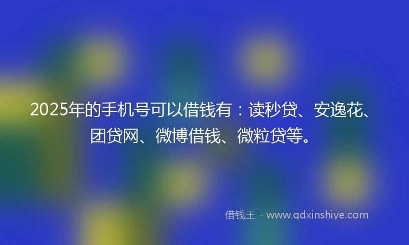 2025年的手机号可以借钱有：读秒贷、安逸花、团贷网、微博借钱、微粒贷等。