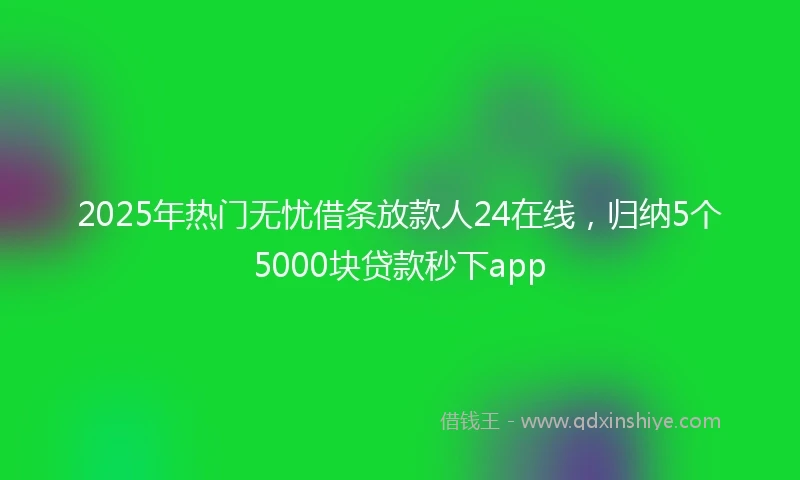 2025年热门无忧借条放款人24在线，归纳5个5000块贷款秒下app