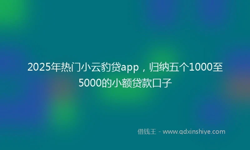 2025年热门小云豹贷app，归纳五个1000至5000的小额贷款口子
