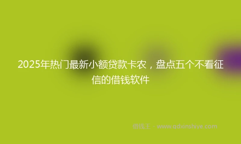 2025年热门最新小额贷款卡农，盘点五个不看征信的借钱软件