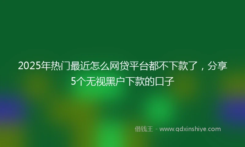 2025年热门最近怎么网贷平台都不下款了，分享5个无视黑户下款的口子