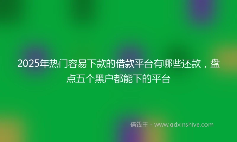 2025年热门容易下款的借款平台有哪些还款，盘点五个黑户都能下的平台
