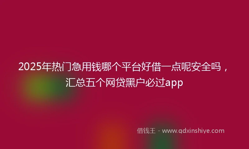 2025年热门急用钱哪个平台好借一点呢安全吗，汇总五个网贷黑户必过app