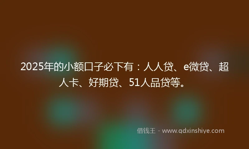 2025年的小额口子必下有：人人贷、e微贷、超人卡、好期贷、51人品贷等。