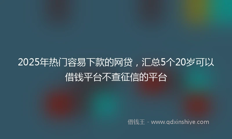 2025年热门容易下款的网贷，汇总5个20岁可以借钱平台不查征信的平台