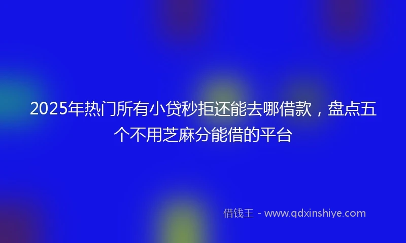 2025年热门所有小贷秒拒还能去哪借款，盘点五个不用芝麻分能借的平台