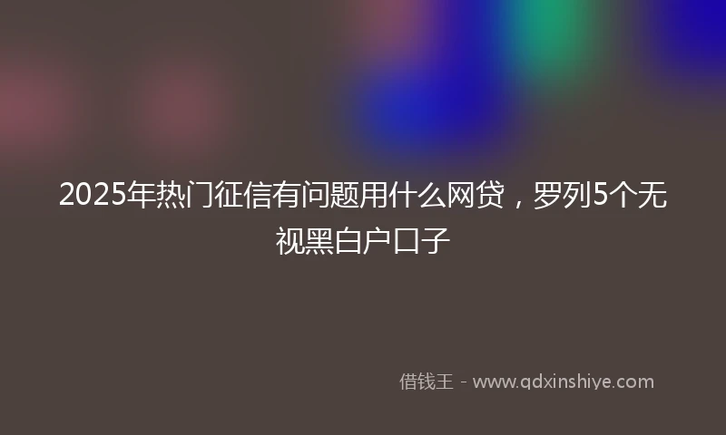 2025年热门征信有问题用什么网贷，罗列5个无视黑白户口子