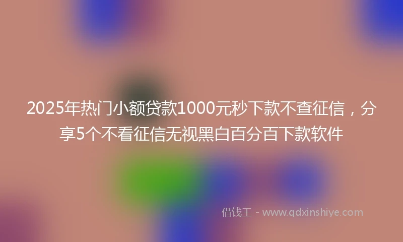 2025年热门小额贷款1000元秒下款不查征信，分享5个不看征信无视黑白百分百下款软件