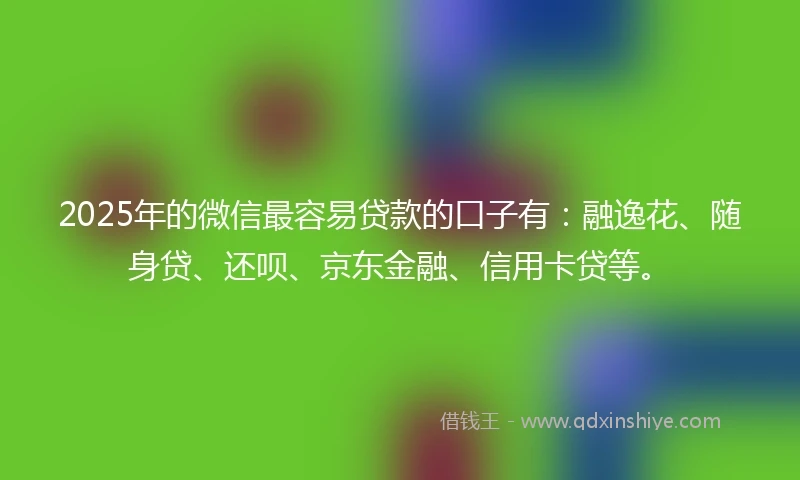 2025年的微信最容易贷款的口子有：融逸花、随身贷、还呗、京东金融、信用卡贷等。