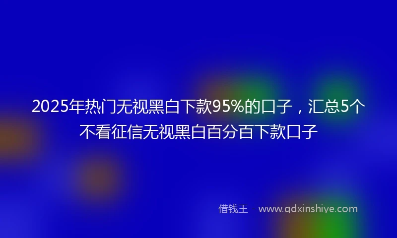 2025年热门无视黑白下款95%的口子，汇总5个不看征信无视黑白百分百下款口子