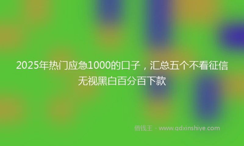 2025年热门应急1000的口子，汇总五个不看征信无视黑白百分百下款