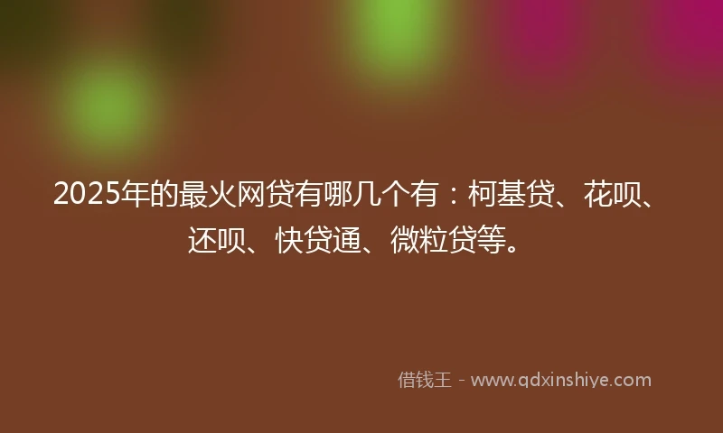 2025年的最火网贷有哪几个有：柯基贷、花呗、还呗、快贷通、微粒贷等。
