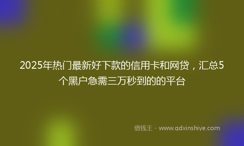 2025年热门最新好下款的信用卡和网贷，汇总5个黑户急需三万秒到的的平台