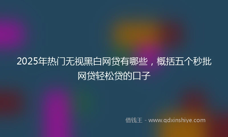 2025年热门无视黑白网贷有哪些，概括五个秒批网贷轻松贷的口子