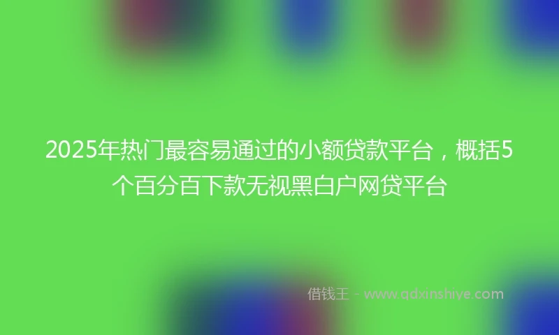 2025年热门最容易通过的小额贷款平台，概括5个百分百下款无视黑白户网贷平台