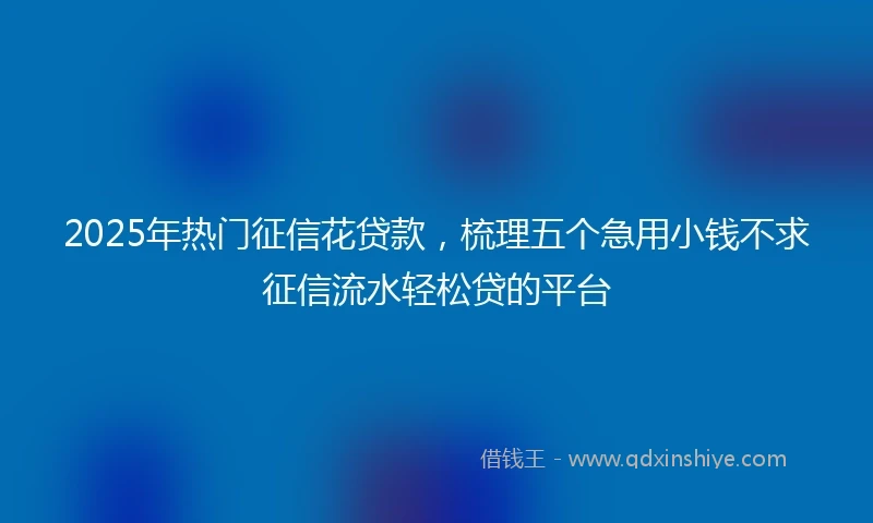 2025年热门征信花贷款，梳理五个急用小钱不求征信流水轻松贷的平台