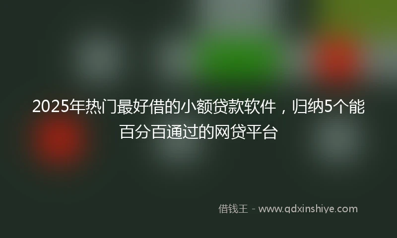 2025年热门最好借的小额贷款软件，归纳5个能百分百通过的网贷平台
