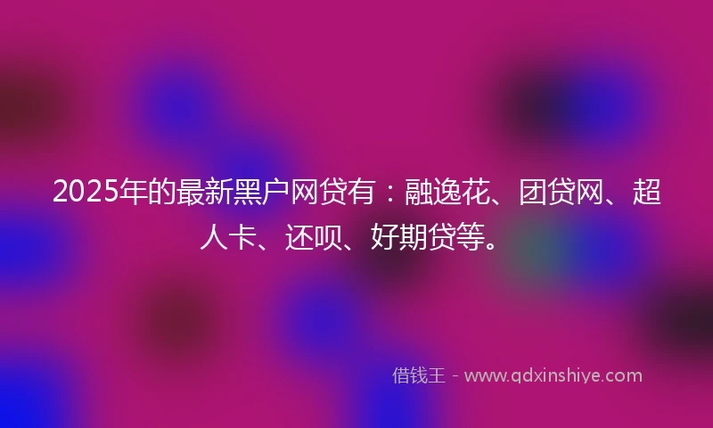 2025年的最新黑户网贷有：融逸花、团贷网、超人卡、还呗、好期贷等。