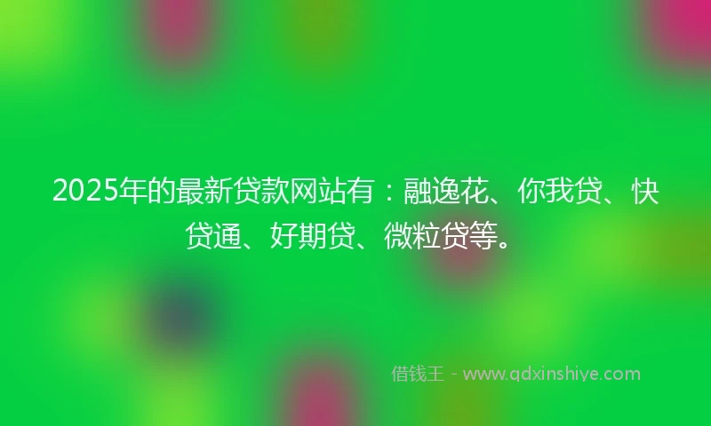 2025年的最新贷款网站有：融逸花、你我贷、快贷通、好期贷、微粒贷等。