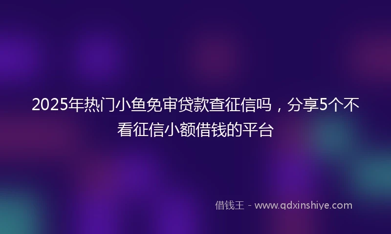 2025年热门小鱼免审贷款查征信吗，分享5个不看征信小额借钱的平台