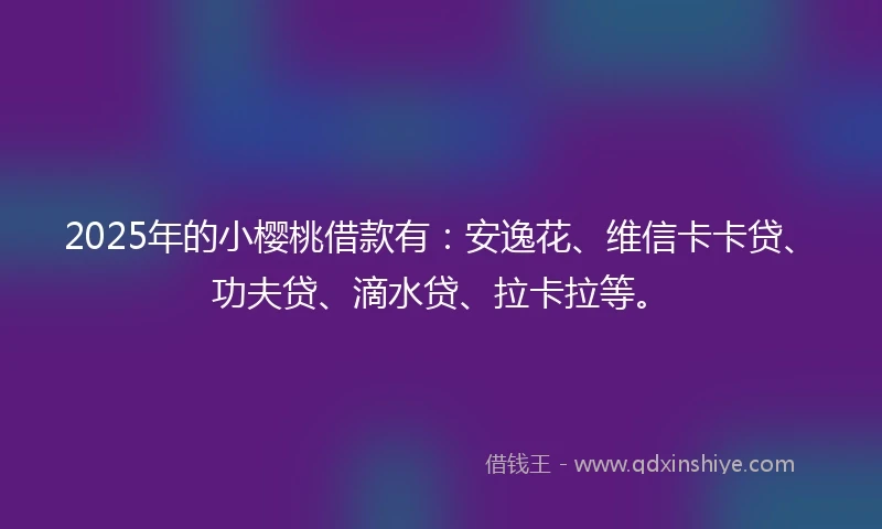 2025年的小樱桃借款有：安逸花、维信卡卡贷、功夫贷、滴水贷、拉卡拉等。
