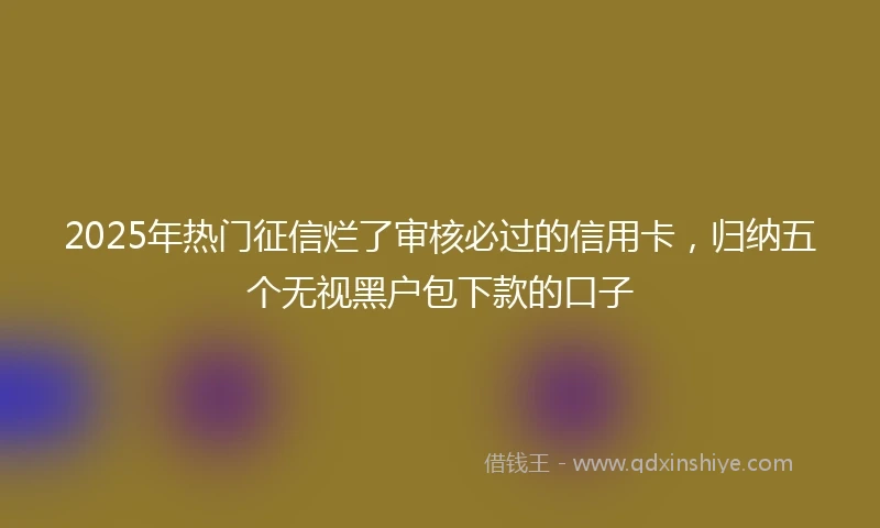 2025年热门征信烂了审核必过的信用卡，归纳五个无视黑户包下款的口子