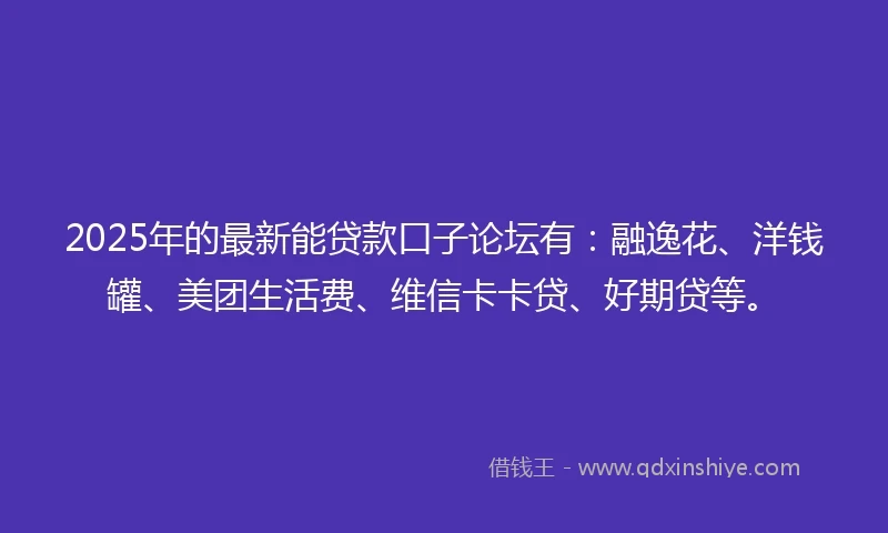 2025年的最新能贷款口子论坛有：融逸花、洋钱罐、美团生活费、维信卡卡贷、好期贷等。