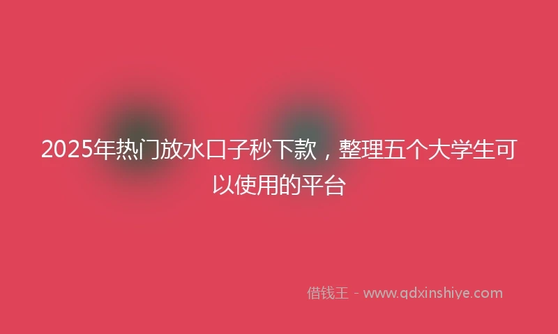 2025年热门放水口子秒下款，整理五个大学生可以使用的平台