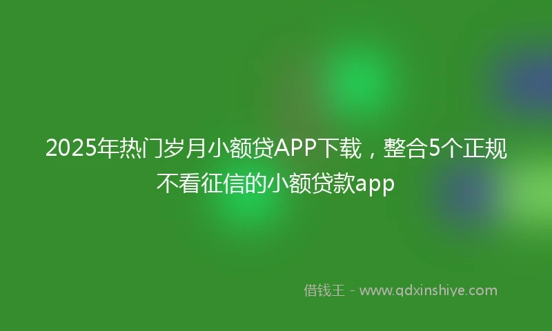 2025年热门岁月小额贷APP下载，整合5个正规不看征信的小额贷款app