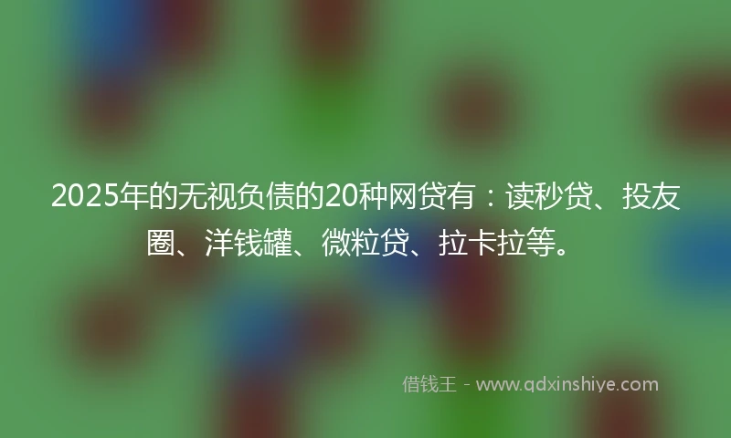 2025年的无视负债的20种网贷有：读秒贷、投友圈、洋钱罐、微粒贷、拉卡拉等。
