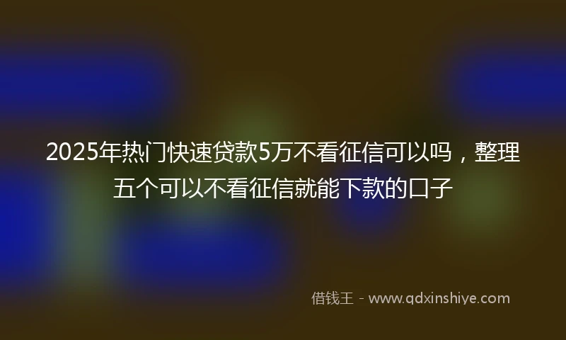 2025年热门快速贷款5万不看征信可以吗，整理五个可以不看征信就能下款的口子