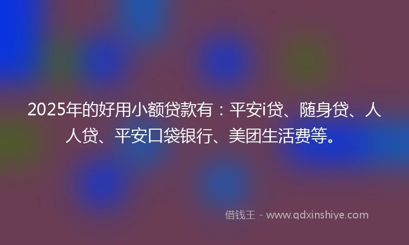 2025年的好用小额贷款有：平安i贷、随身贷、人人贷、平安口袋银行、美团生活费等。