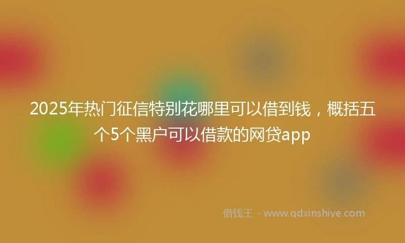 2025年热门征信特别花哪里可以借到钱，概括五个5个黑户可以借款的网贷app