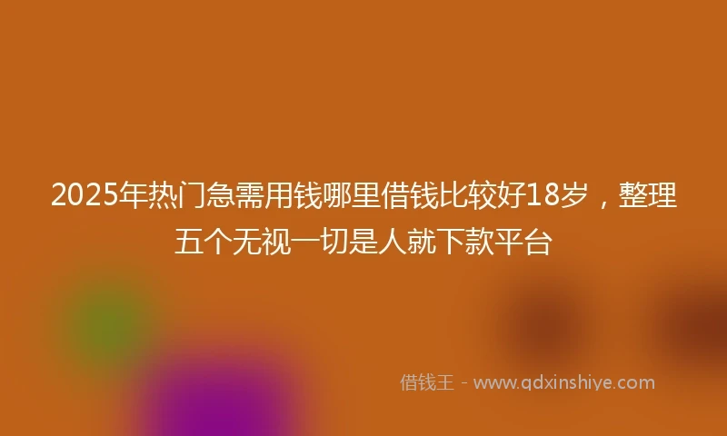 2025年热门急需用钱哪里借钱比较好18岁，整理五个无视一切是人就下款平台