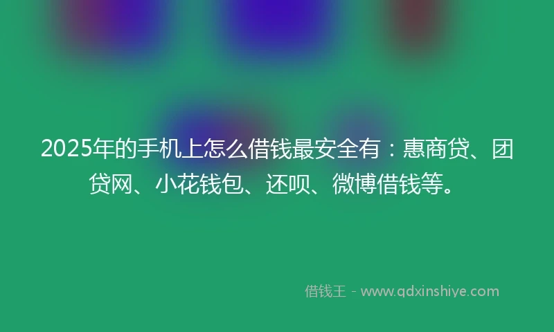 2025年的手机上怎么借钱最安全有：惠商贷、团贷网、小花钱包、还呗、微博借钱等。