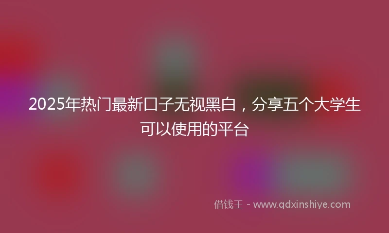 2025年热门最新口子无视黑白，分享五个大学生可以使用的平台