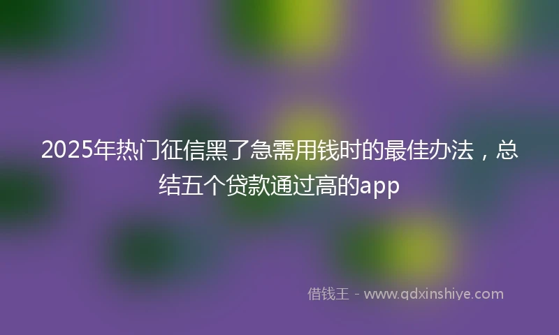 2025年热门征信黑了急需用钱时的最佳办法，总结五个贷款通过高的app