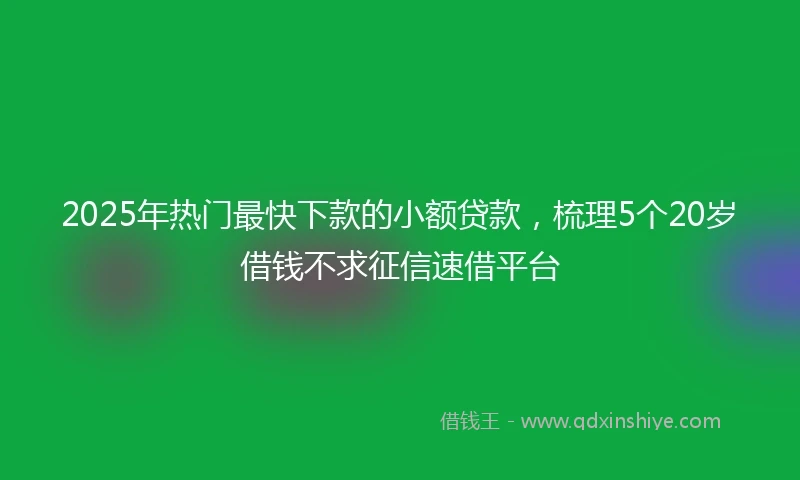 2025年热门最快下款的小额贷款，梳理5个20岁借钱不求征信速借平台