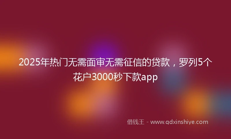 2025年热门无需面审无需征信的贷款，罗列5个花户3000秒下款app