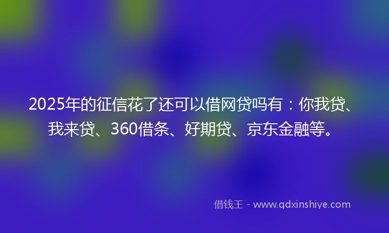 2025年的征信花了还可以借网贷吗有：你我贷、我来贷、360借条、好期贷、京东金融等。