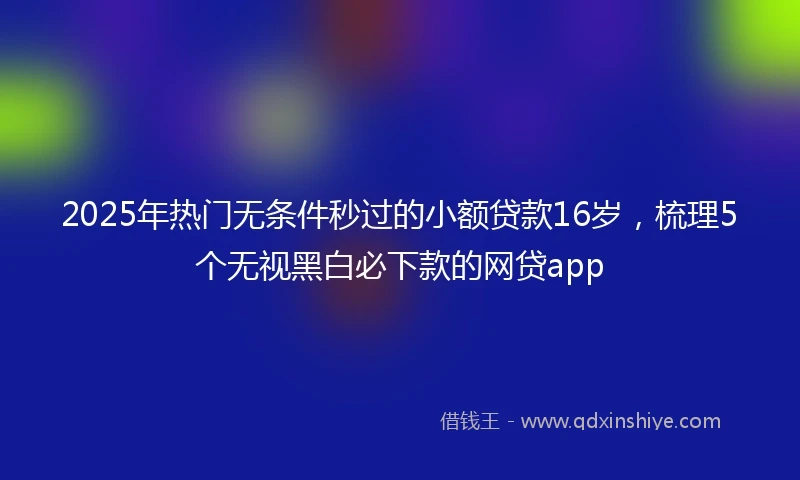 2025年热门无条件秒过的小额贷款16岁，梳理5个无视黑白必下款的网贷app