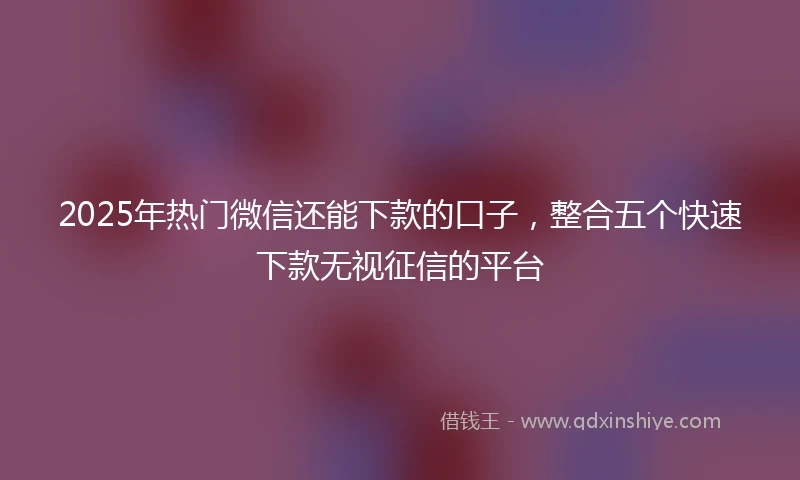 2025年热门微信还能下款的口子，整合五个快速下款无视征信的平台