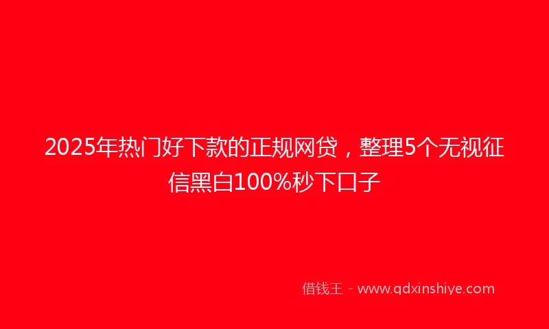 2025年热门好下款的正规网贷，整理5个无视征信黑白100%秒下口子