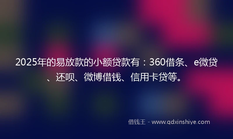 2025年的易放款的小额贷款有：360借条、e微贷、还呗、微博借钱、信用卡贷等。