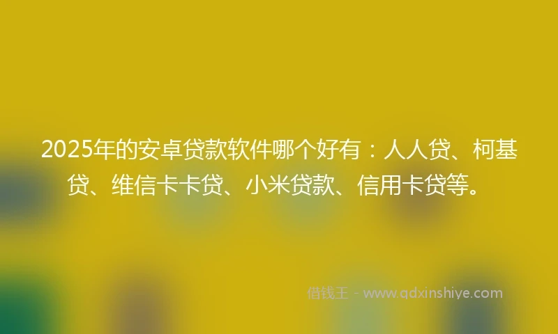 2025年的安卓贷款软件哪个好有：人人贷、柯基贷、维信卡卡贷、小米贷款、信用卡贷等。