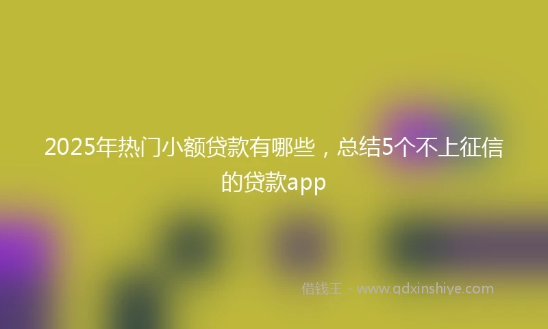 2025年热门小额贷款有哪些，总结5个不上征信的贷款app